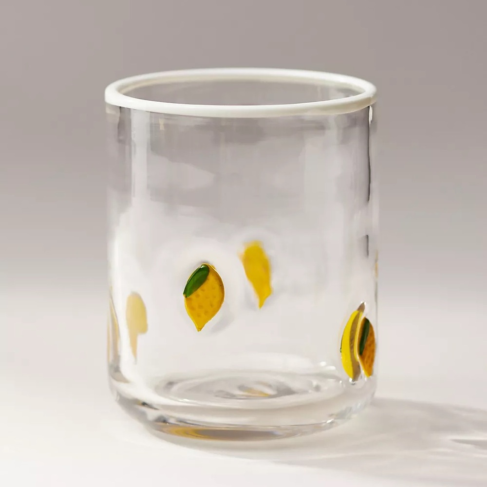 Anthropologie Lemon Icon Juice Glass